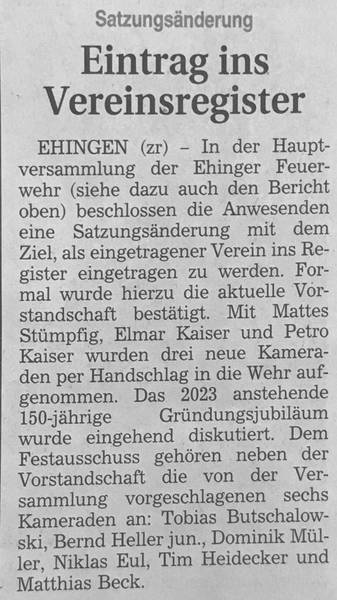 Generalversammlung 2020