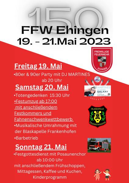Feuerwehrfest 150 Jahre FFW Ehingen
